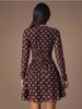 Spring 2026 Retro Polka Dot Mesh Lace-up Slimming Long Sleeve Women's Dress