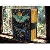 Handmade Leather Journal Luna Moth Design, Blank Spell Book of Shadows Journal for Men & Women, Deckle Edge Paper with Lock Clasp, Wiccan