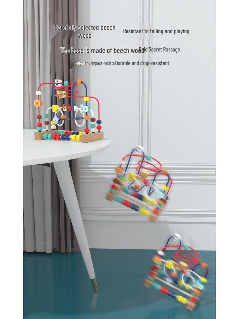 Multifunctional Bead Maze and Block Toy for Infants and Toddlers Ages 0-3 Years