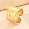 European and American Retro Women’s Wide Embossed Open Ring, 18K Gold Vacuum Plated Jewelry