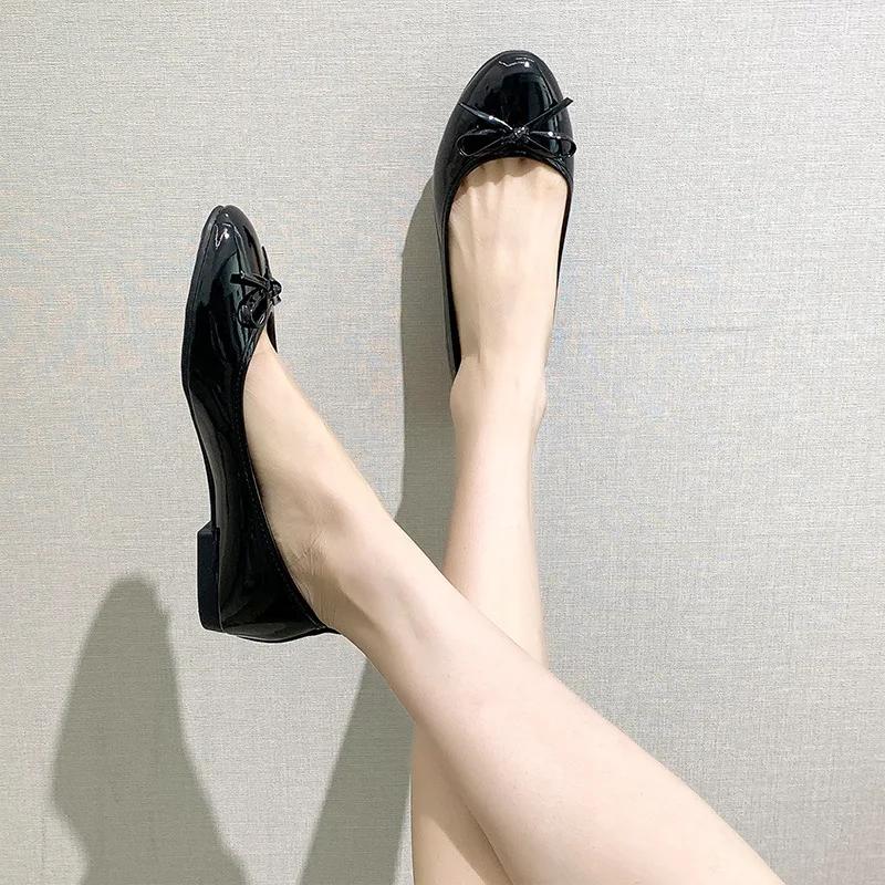 Ballerinas Lässig Bequem Leder Loafer 2026 Frühling Mode Schleife Damen Sommerschuhe Weibliche Böden Mokassin Neu Rot