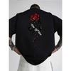 Gothic Blood Rose Barbed Wire Graphic Tee Unisex Oversized Cotton T-Shirt Streetwear Hip Hop To
