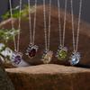 S925 Sterling Silver Japanese Small Fresh Crab Necklace Pendant Natural Colored Gemstone Collarbone Chain High Sense Does Not Fade Women