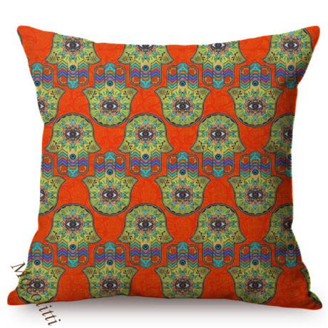 Arabic Fatima Hand Cushion Cover Worship Decoration Hamsa Khamsah Hand Pattern Print Cotton Linen Sofa Pillowcase Cojines Kussen