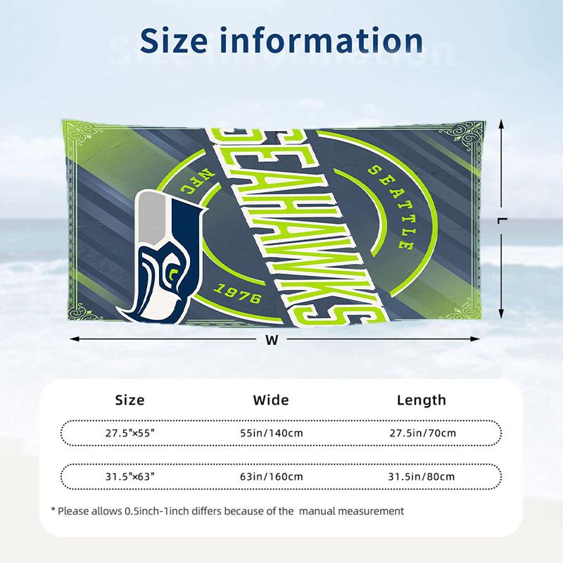 Seattle Seahawks Fashion Beach Towel Portable Soft Quick Dry Towel For Swimming Camping Holiday Use