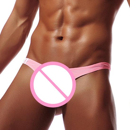 Breathable Seamless Ice Silk Men Briefs U Convex Low Waist Thong for Inside Wear