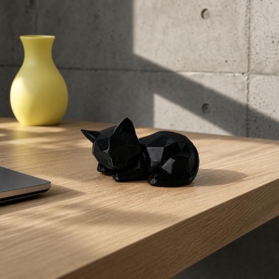 3D Printed Sleeping Cat Figurines Geometric Cat Statue Minimalist Cute Cat Art Crafts