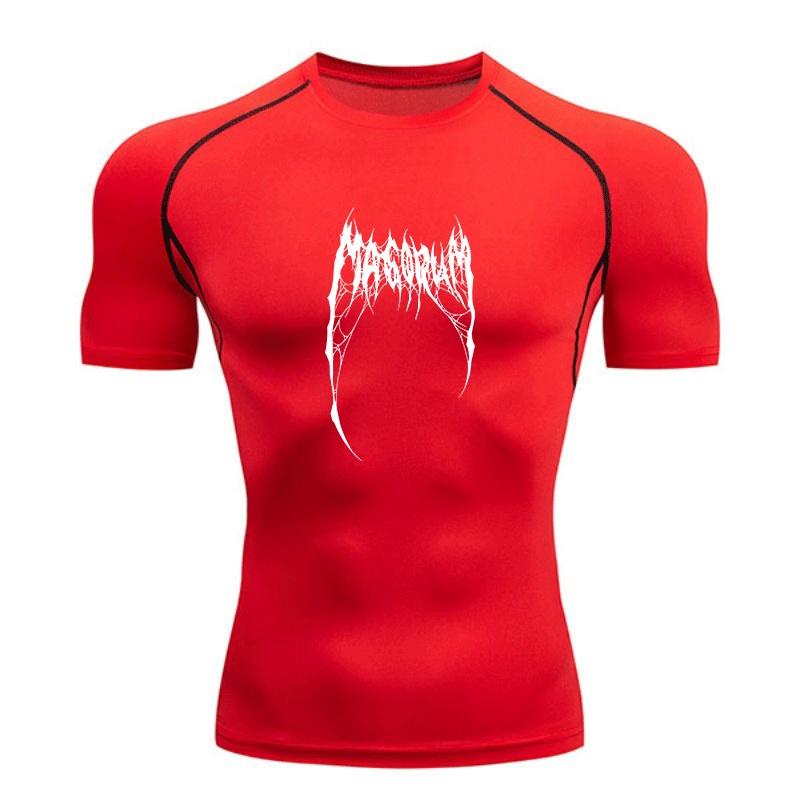 Men's Compression Athletic Workout T-Shirt, Quick Dry Breathable Sport Top with Edgy Sharp Web Graphic for Gym Running Training Active Wear