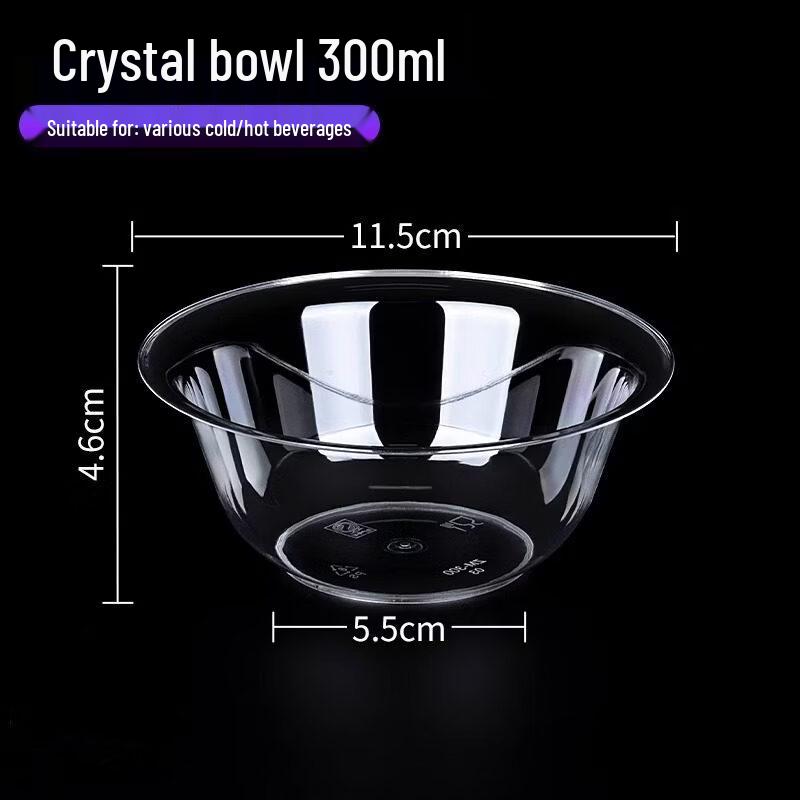 ZISIZ Transparent Hard Plastic Disposable Bowls