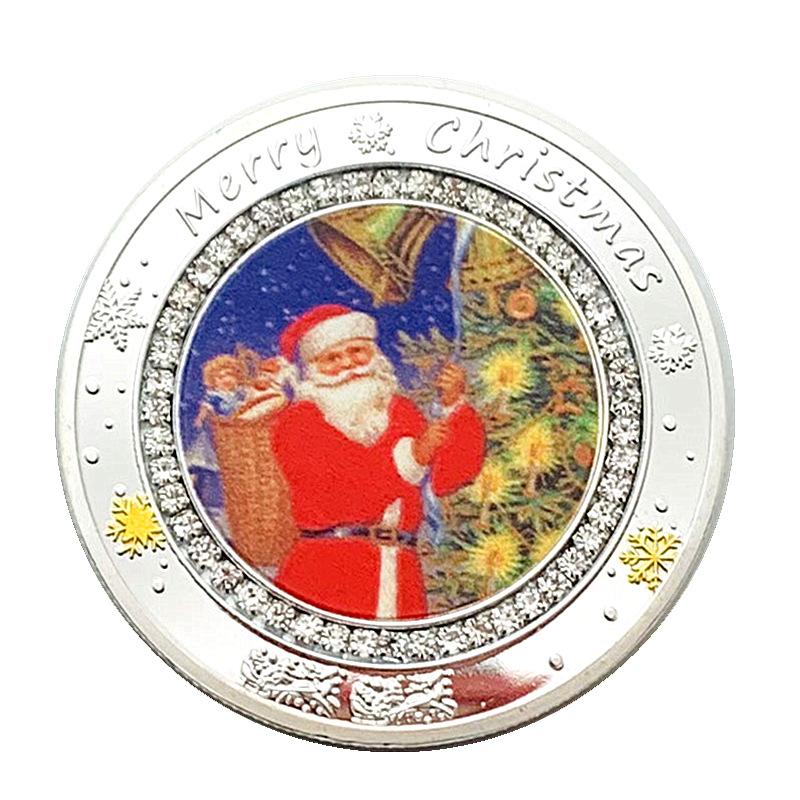 

Різдвяний сніговик, інкрустований діамантами, кольоровий друк, позолочена пам ятна медаль, креативний подарунок, нічник, золоті монети Санта-Клауса, монети