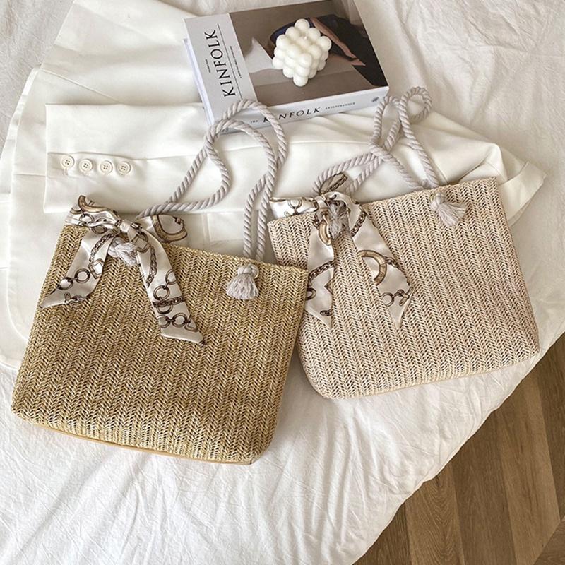 Portable Woven Fairy Style Straw Bag Ielgy Single Shoulder