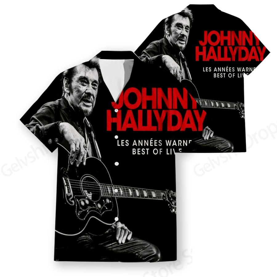 Men's Hawaiian Shirt Popular Rock Singer Johnny Hallyday 3d Print Shirts Men Women Fashion Social Beach Shirt