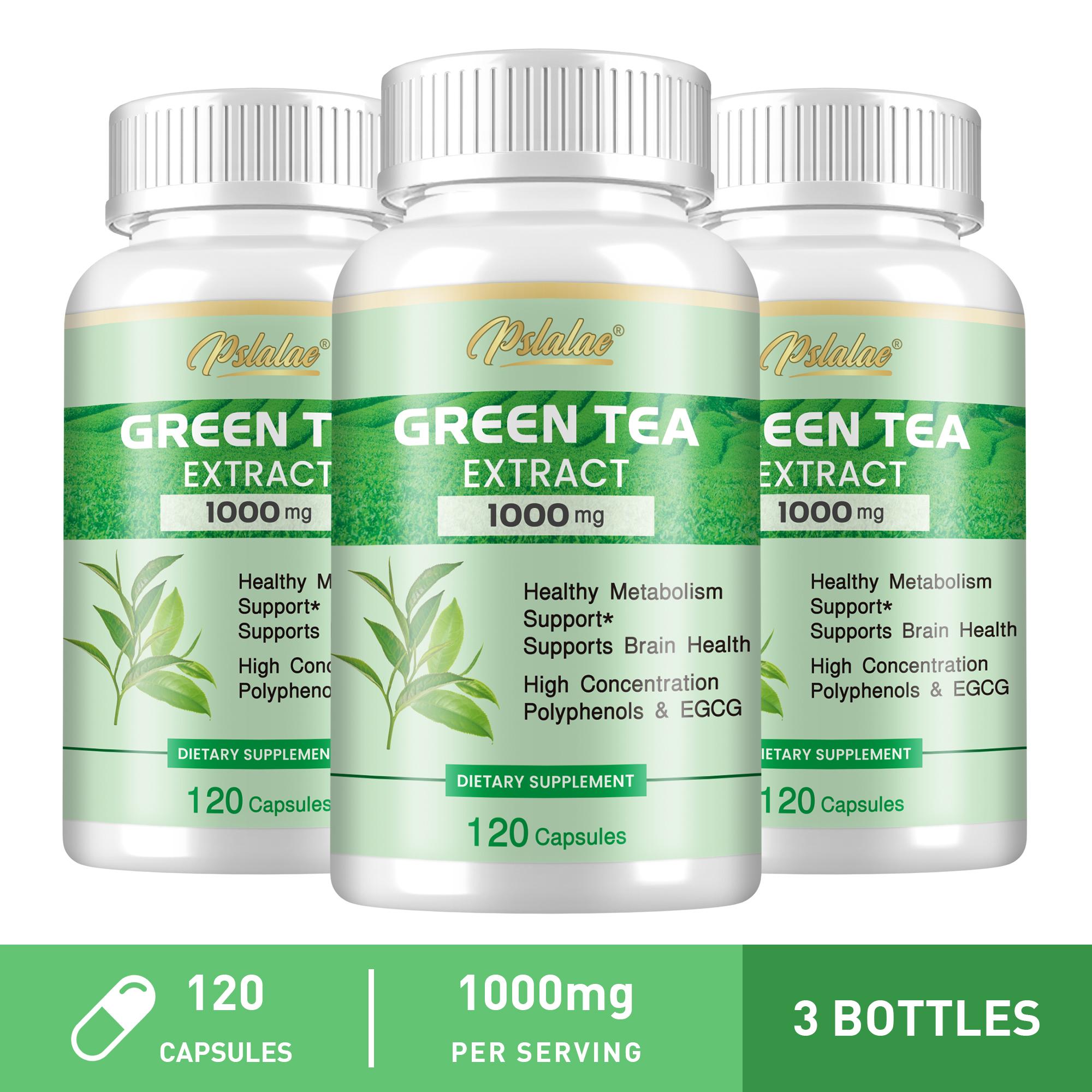 Grüntee-Extrakt-Kapseln, 1000 mg pro Portion, enthaltend 50 % EGCG und 98 % Polyphenole, leicht absorbierbar, GVO-frei, für Erwachsene geeignet. 120*3 beige