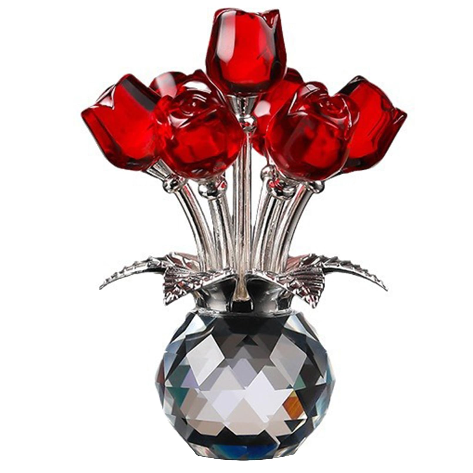 

Crystal Flower Tulip Glass Artificial Flower Birthday Present Gift Living Room Interior Ornament Miscellaneous Goods K9 Red [Chandini]