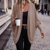 Women's Solid V-neck Loose Knit Cardigan, Autumn Winter Long Sleeve Casual Sweater Coat For European American
