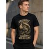 Men's Black Short-sleeve Crew Neck T-shirt with Vintage Fishing Graphic, Soft Cotton Feel, Relaxed Fit for Outdoor Enthusiasts and Casual Wear