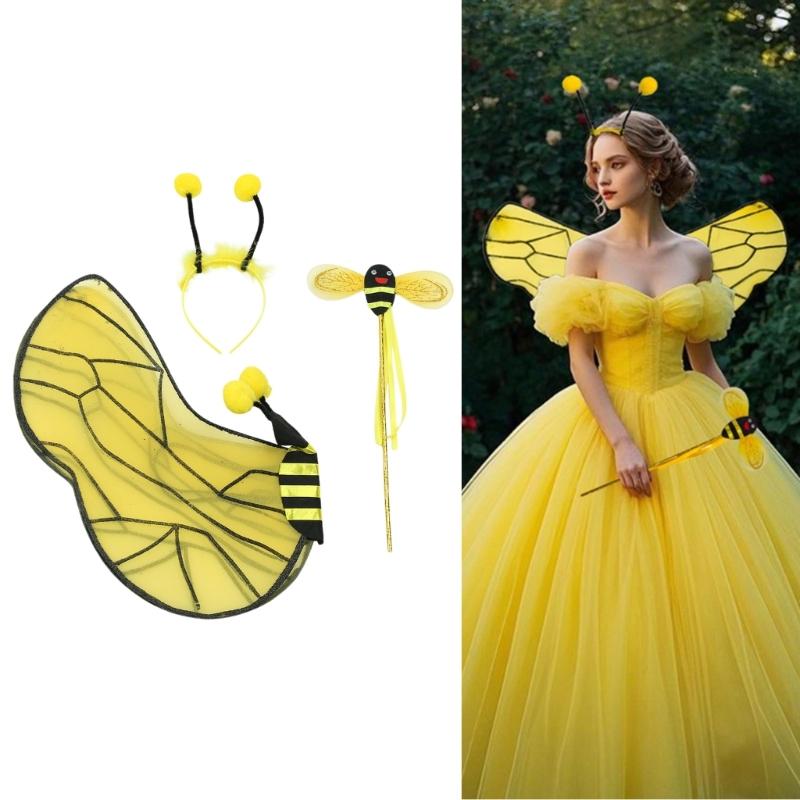 3Pieces Animal Bumblebees Costumes Honeybee Costume Set Halloween Cosplay Costumes Fun Pretend Play Accessories