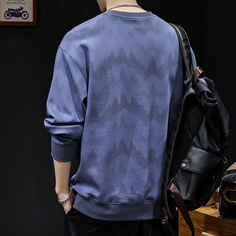 Herrtröja med gradienttryck 2025: Tungviktslångärmad, Trendig Plus Size - Vår/Höststil