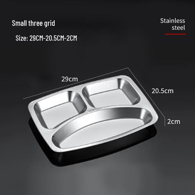 Stainless Steel 3-Compartment Deep Meal Tray