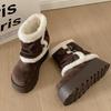Fashion Belt Buckle Women Snow Boots Winter New Vintage Comfort Platform Cotton Shoes Plush Thicken Height Increase Short Boots
