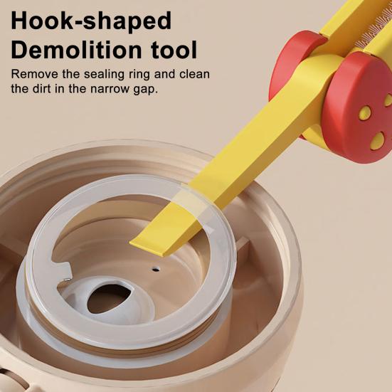 Yousheng 3Pcs 3 In 1 Cup Lid Cleaning Brush Set Soft Hard Bristle Heads 180 Degree Rotating Design Crevice Cleaner Brush