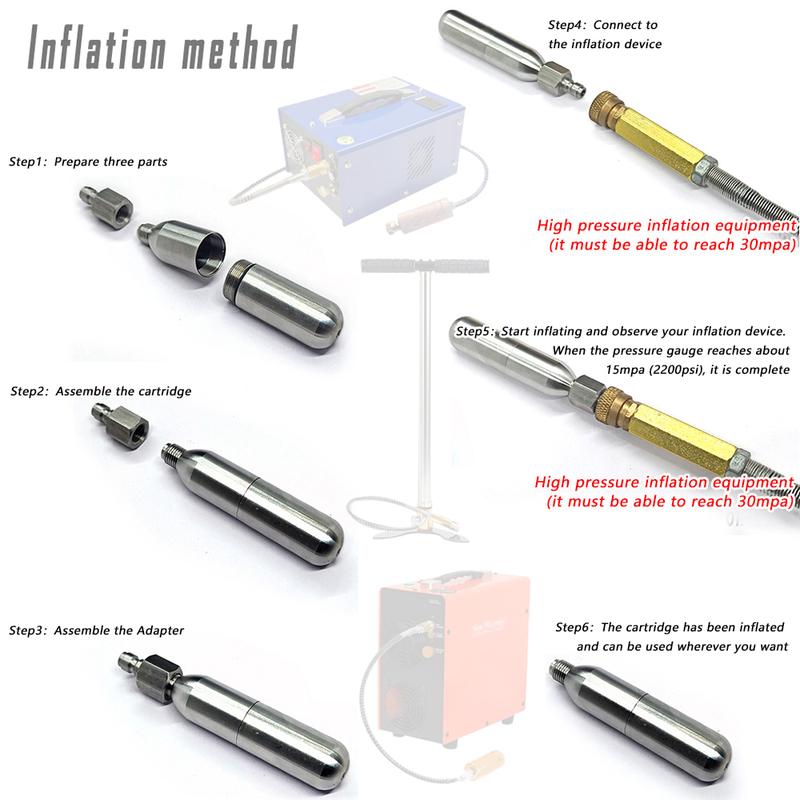 Optimized Valve Dual Seal Air Canister 8g/12g/16g Reusable Stainless Steel Gas Cartridge for Cycling Tire Repair Aquarium Oxygen