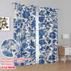 2 τεμ., Δίχρωμη εκτύπωση Επίπεδη Εκτύπωση Κουρτίνες Ψηφιακά Εκτυπωμένη Μπλε Ανθισμένη Ταπετσαρία 100% Πολυεστέρας (χωρίς ράβδο) Χρήση Όλες τις Εποχές για Καθιστικό