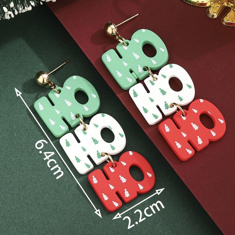 Personalized Jewelry Christmas Alloy Stud Earrings Christmas Hat Elk Point Diamond Christmas Tree Gingerbread Man Earrings