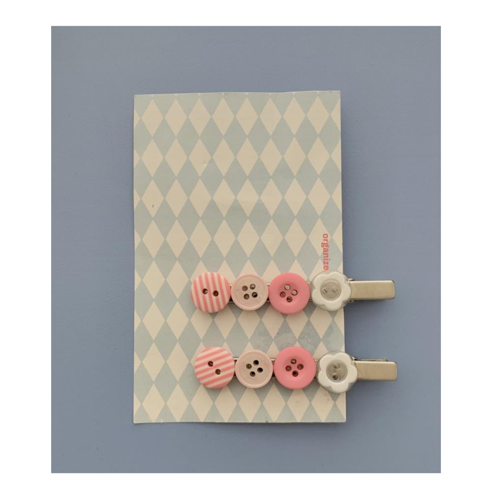 Button Accent Hair Clip 4PCS Set