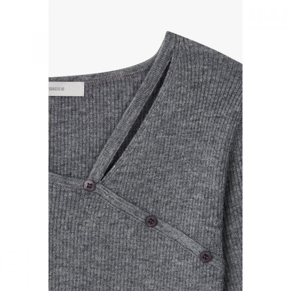 Vov Slit Neck Detail Slim Knit Pullover 7155350003 