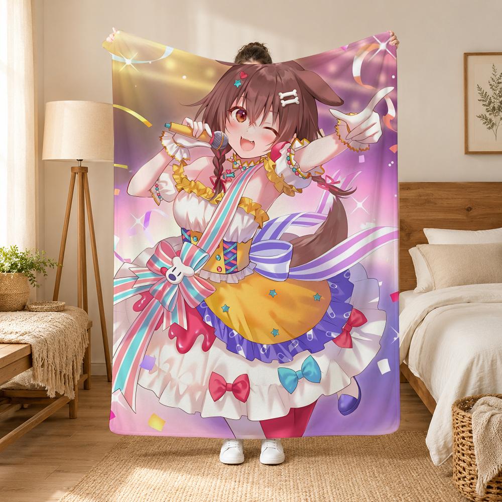 Внугами Короне Vtuber Бросок 240 г Фланелевое одеяло, Подходит для диванов, кроватей, офисов, Изысканные подарочные одеяла