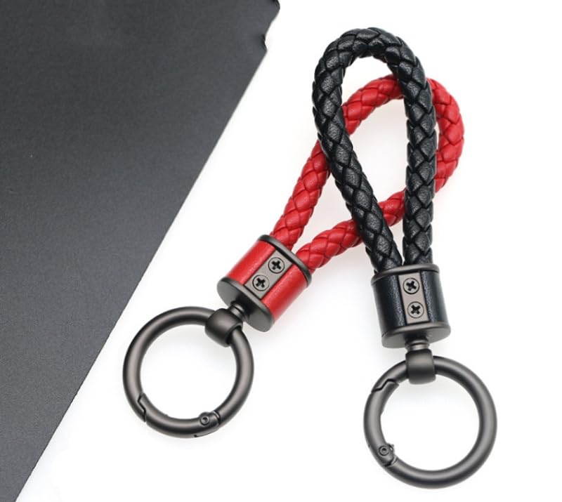 Rockyu Keychain, Men's, Women's, Braided Leather, Car Key Ring, Simple, Stylish, Lightweight, Durable, Gift,