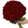 50pcs Artificial Roses Velvet Flowers with Long Stem Fake Roses Bouquet DIY for Home Garden Wedding Decor