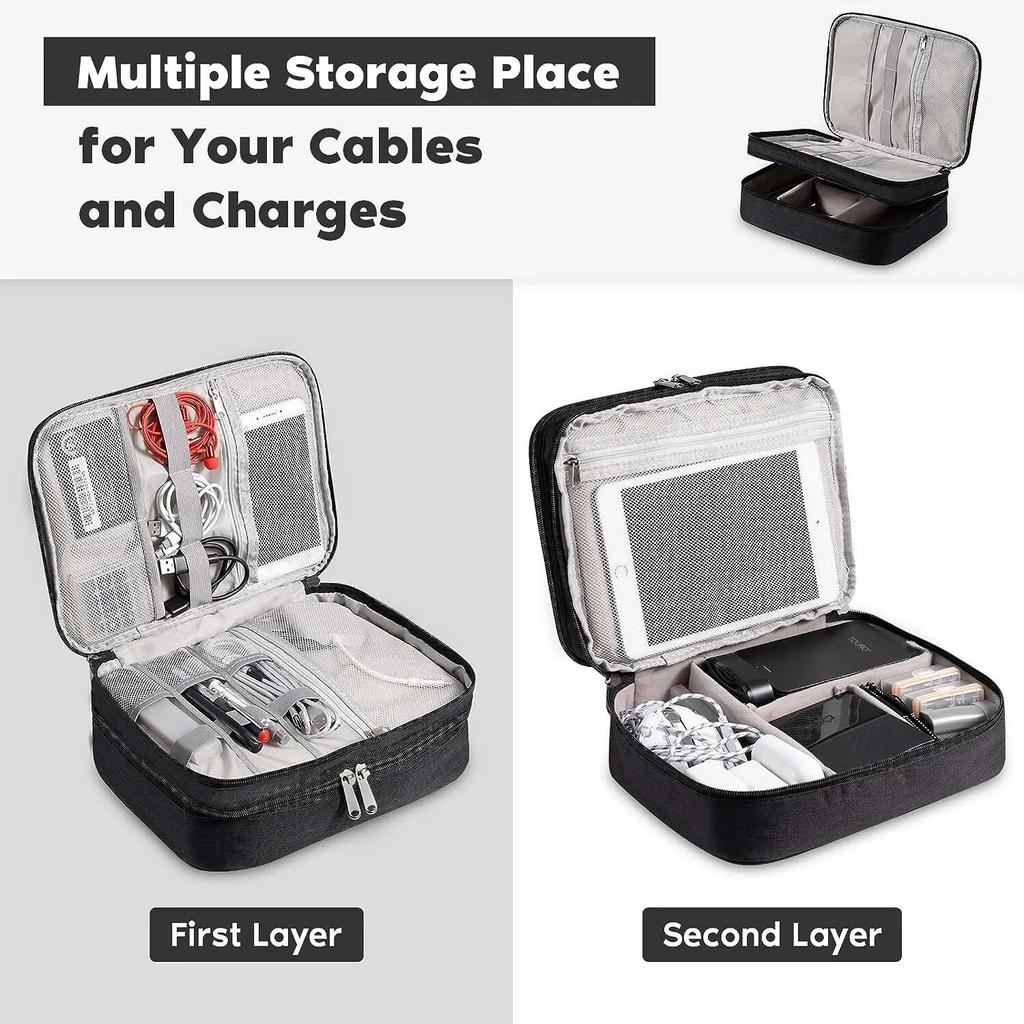 Multi Electronic Storage Bag USB Data Charge Cord Travel Cable Organizer Digital Waterproof Suitcase Double Layers Storage Bag