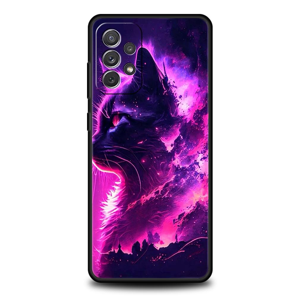 

Чехол для телефона с кошкой для Samsung Galaxy A15 A14 A25 A54 A34 A51 A71 A72 A73 A32 A52 A52S A11 A21S A31 A41 5G Мягкий корпус Чехлы Сумки ТПУ Samsung A52s 5G