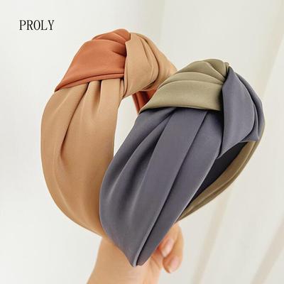 PROLY New Fashion Women Headband Wide Side Patchwork Hairband Girls Autumn Turban Center Knot Hair Accessories