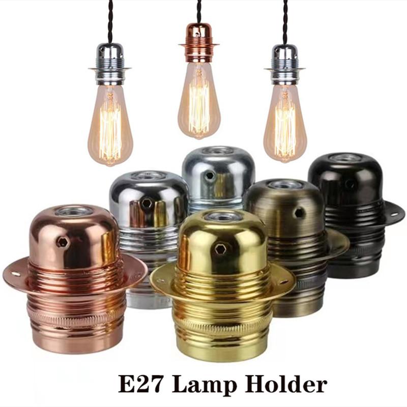 E27 Metal Vintage Lamp Holder DIY Industrial Pendant Light Bulb Base With Ring Retro Screw Socket Fitting Adapter Lamp Socket