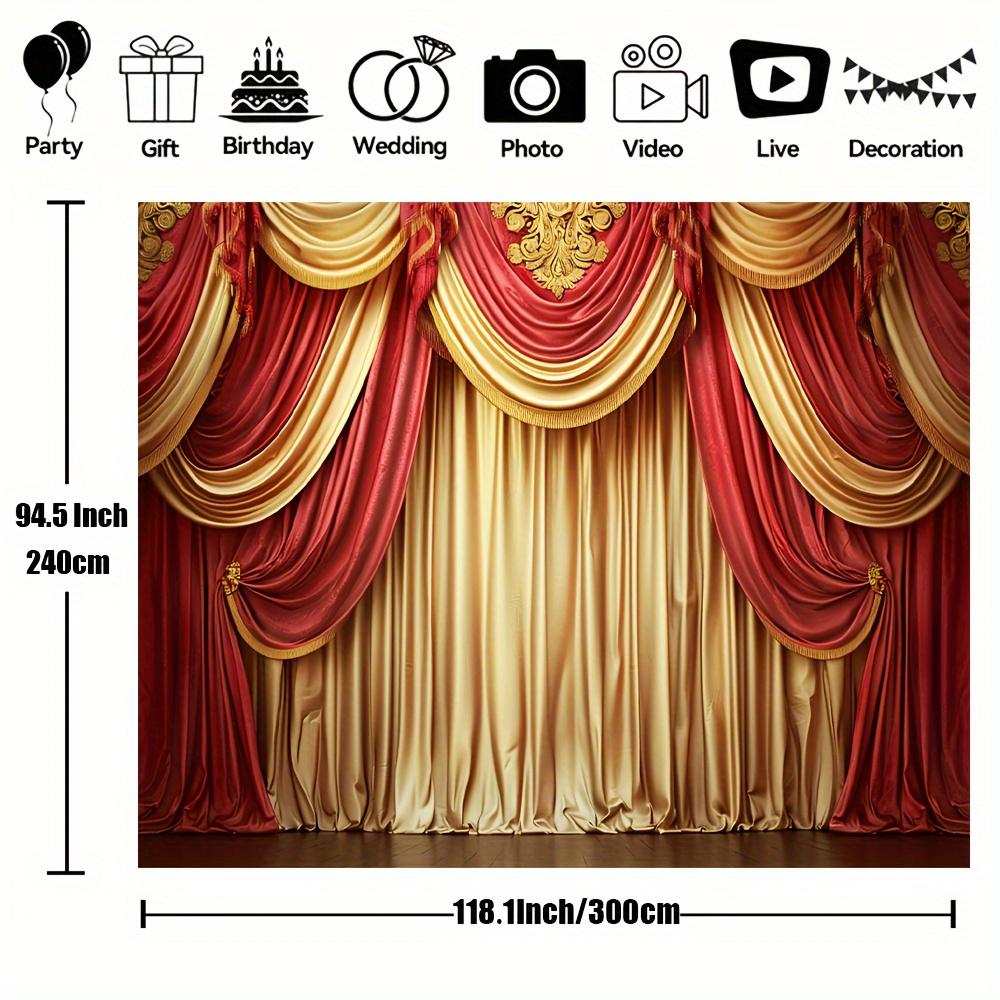 Polyester Red and Yellow Curtain Party Backdrop for Multipurpose Use - Universal Carnival, Birthday, and Holiday Decorations
