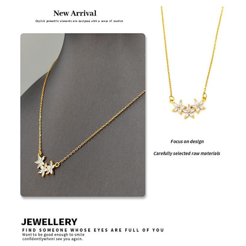 Flower Pendant Necklace Sparkly Cubic Zirconia Hypoallergenic For Daily Wear Dating Parties Gifts For Women