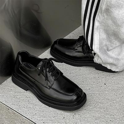 Fashion Square Headed Men's Leather Shoes Fashionable Minimalist Design Style Outdoor Leisure Party Daily Business Office Formal Shoes