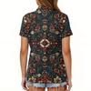 Women's Fashion Casual Lapel Short Sleeve Print Shirt Women's Button Up Tops
