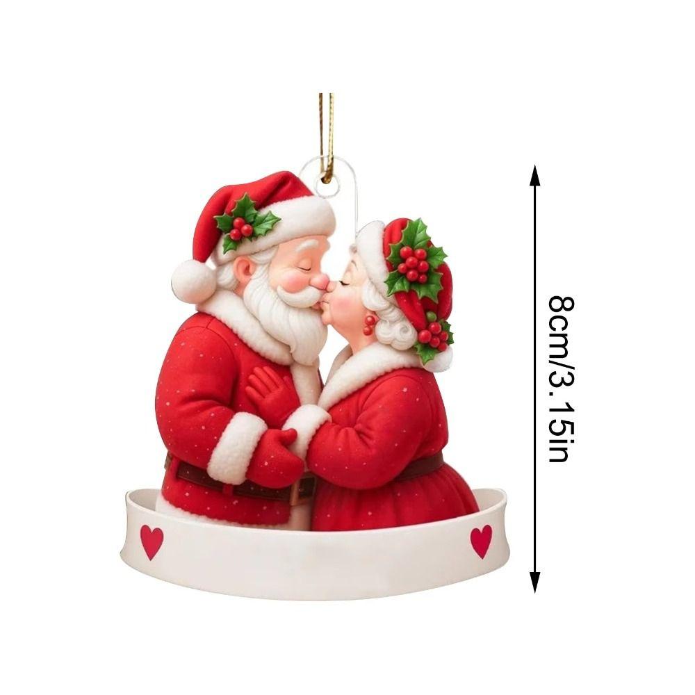 4PCS Acrylic Santa Couple Ornament Growing Old Together Christmas Tree Ornaments Christmas Tree