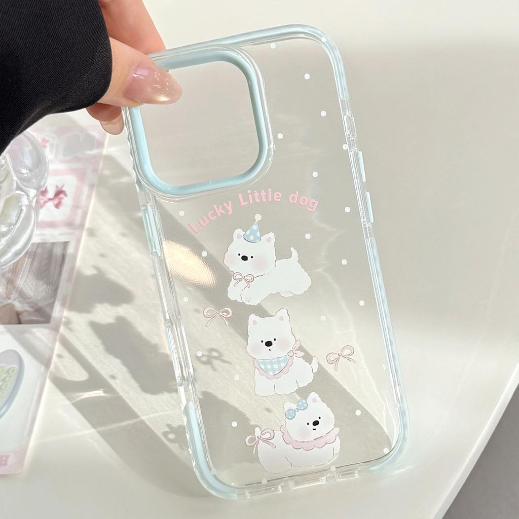 Sweet Cartoon Puppy IPhone 16promax Apple 15 Mobile Phone Case Suitable for 14 Korean 13 Transparent 11 Silicone