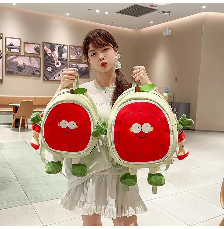 2025 Cute Watermelon Backpack for Girls - Large Capacity Schoolbag: Fresh and Casual Design