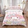 3pcs My Melody's Floral Fantasy Printed Duvet Cover Set (1 * Cover+2 * Pillowcase, Without Core), Suitable for Home Bedroom, Guest Room, Dormitor