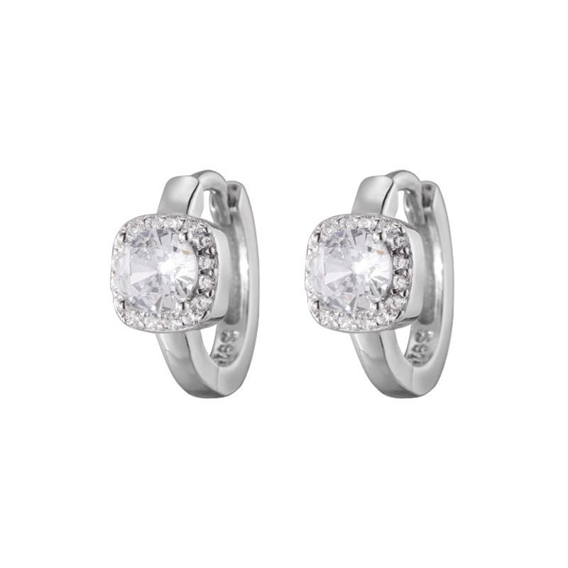 Sterling Square Zircon Stud Earrings Women Minimalist Elegant Luxury Geometric Jewelry 925 Sterling Silver