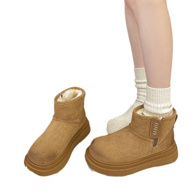 Snow Boots Women's Winter New Velvet Thickened Outdoor Thick-soled Fur Integrated Warm Cotton Shoes Women's