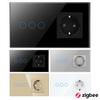 Bingoelec WiFi and Zigbee Compatible 1 Gang 1 Way LED Wall Switch with Germany Version Socket and Glass Panel
