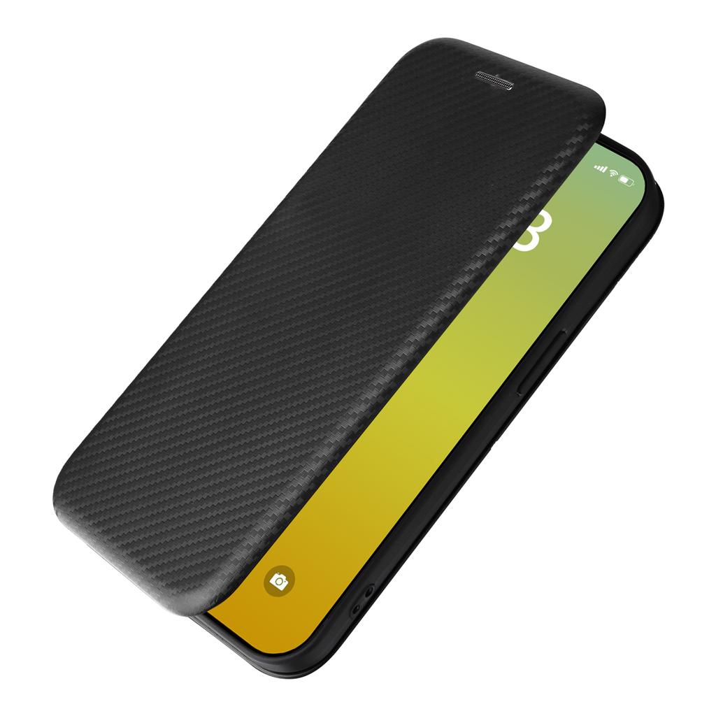 Card Holder Leather Phone Case for iPhone 15,Carbon Fiber Texture Stand Phone Cover