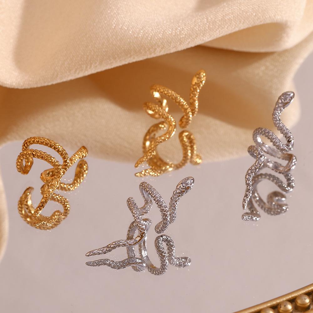 MamacitaSlay Unique Mesh Serpentine Ear Clip Gold Silver Color Trendy Women's Earrings 316L Stainless Steel Waterproof Jewelry